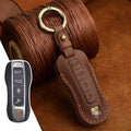 Porsche leather key case in retro style for 3 or 4 keys in blue or brown