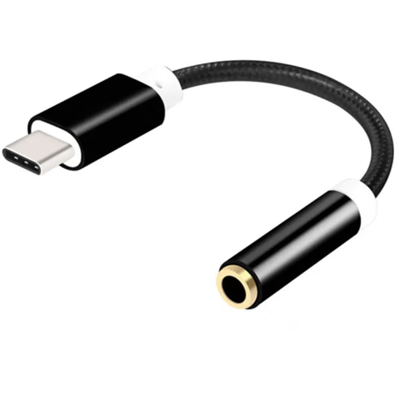 Weaving TYPE-C to 3.5mm adapter cable with 12cm nylon cord in multiple colour options