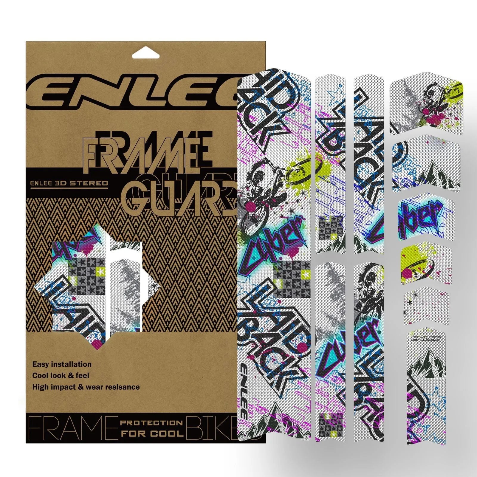 Thickened PVC colour-changing mountain bike protective film in Caterpillar style with self-adhesive backing