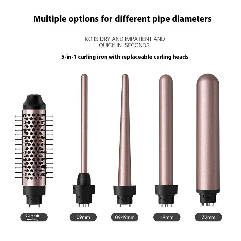 Automatic large wave hair curler with ABS body in rose gold or black colour with 3 headbands