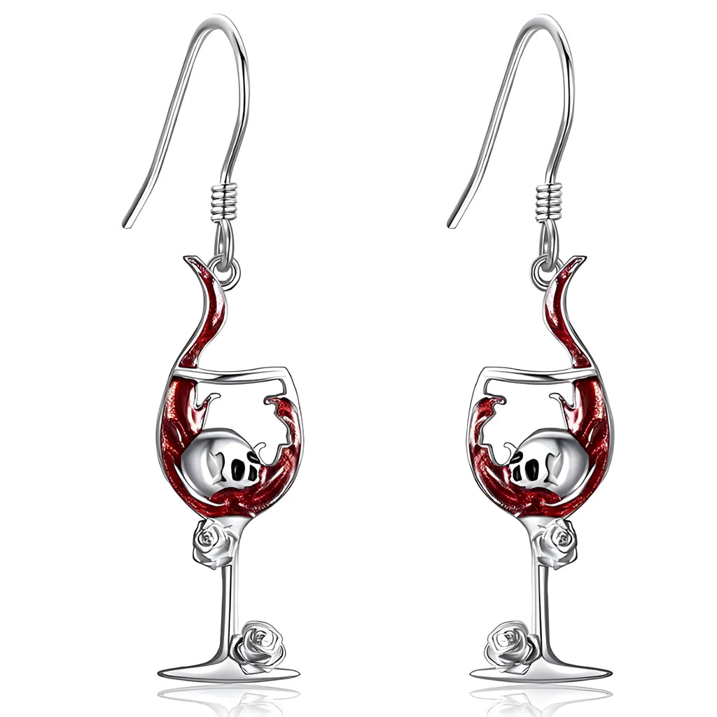 Halloween skull wine glass geometric earrings with zinc alloy electroplated finish