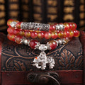 Natural watermelon crystal bracelet with Chinese knot design in 6mm and 8mm bead sizes