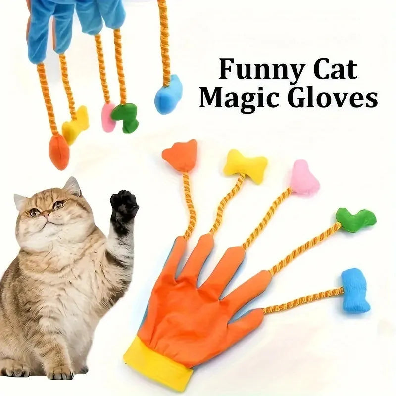 Yellow and blue plush cat toy with bell measuring 40cm long