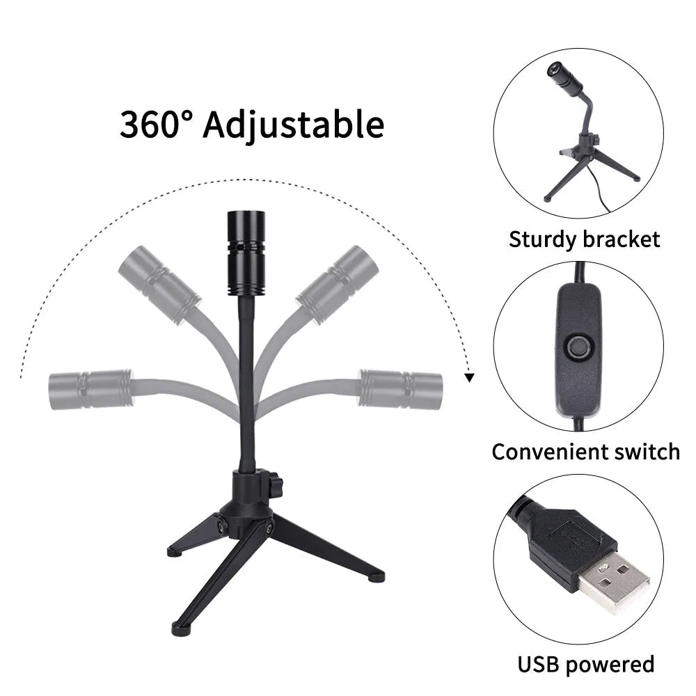 White ABS projector lamp with adjustable bendable bracket projecting earth image on wall