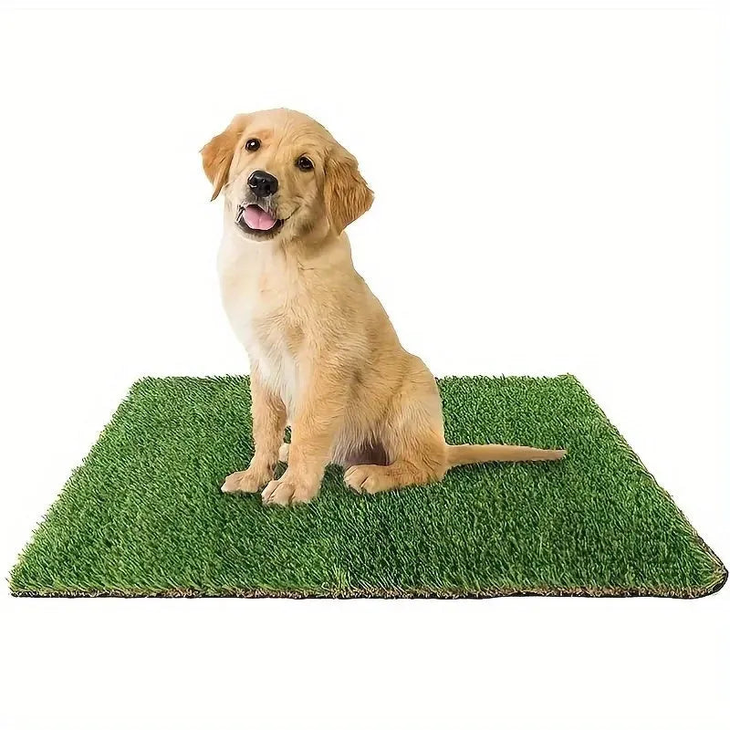 Artificial grass dog toilet training mat shown in three different sizes on a floor.