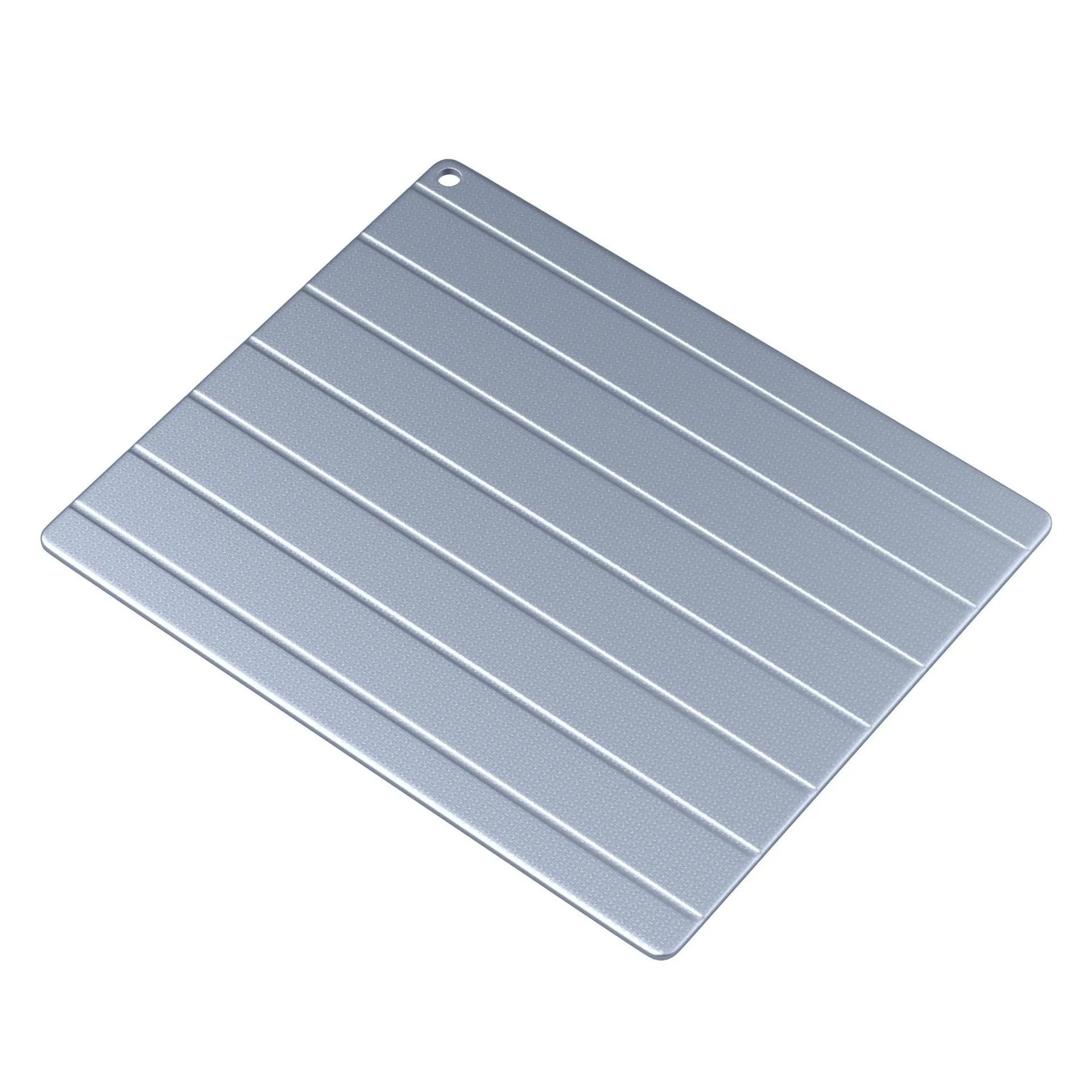Aluminium quick defrosting plate in a modern simple style, shown as a separate board and in a kit.