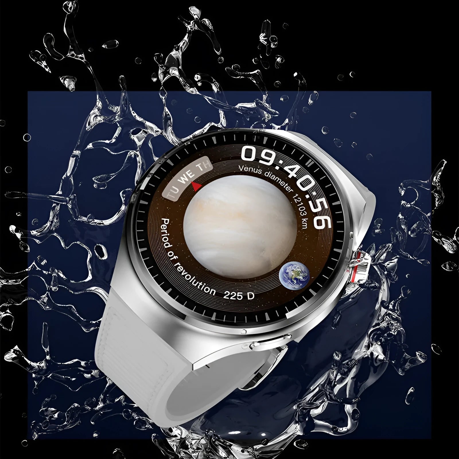 Smart watch with heart rate and blood pressure monitoring, TFT screen, black steel strap, wireless charger