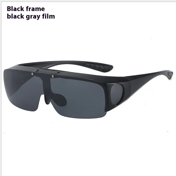 Polarised myopia sunglasses with a one-piece frame for outdoor sports like cycling and mountain climbing.
