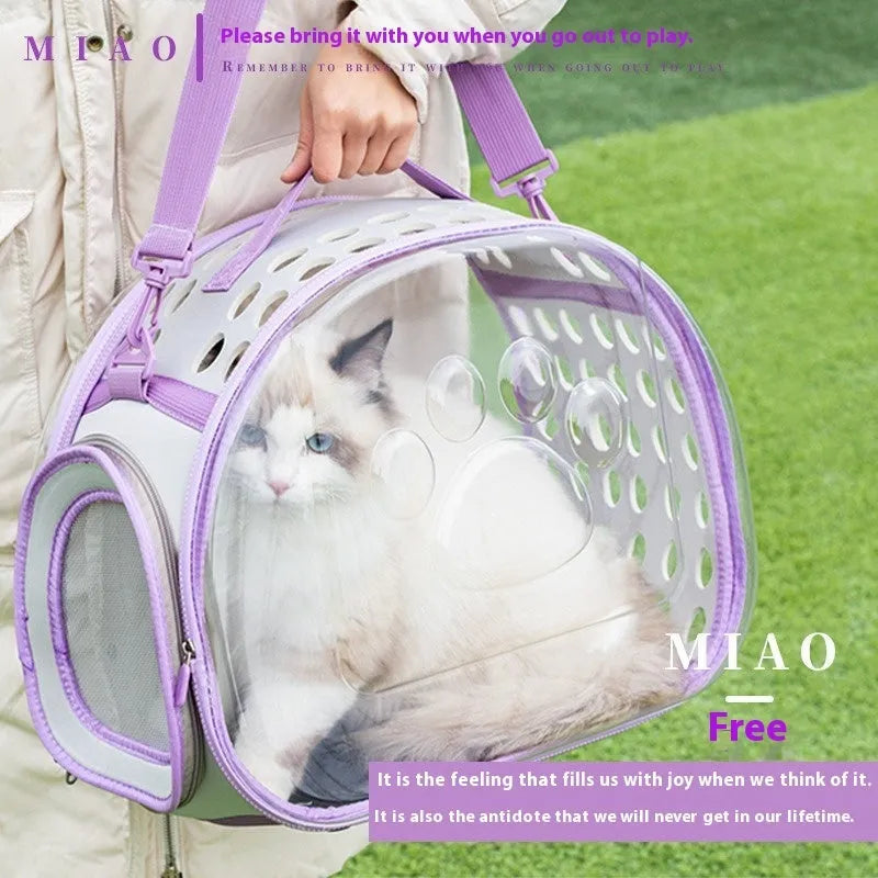 Hard EVA transparent space capsule cat backpack carrier in multiple colours.
