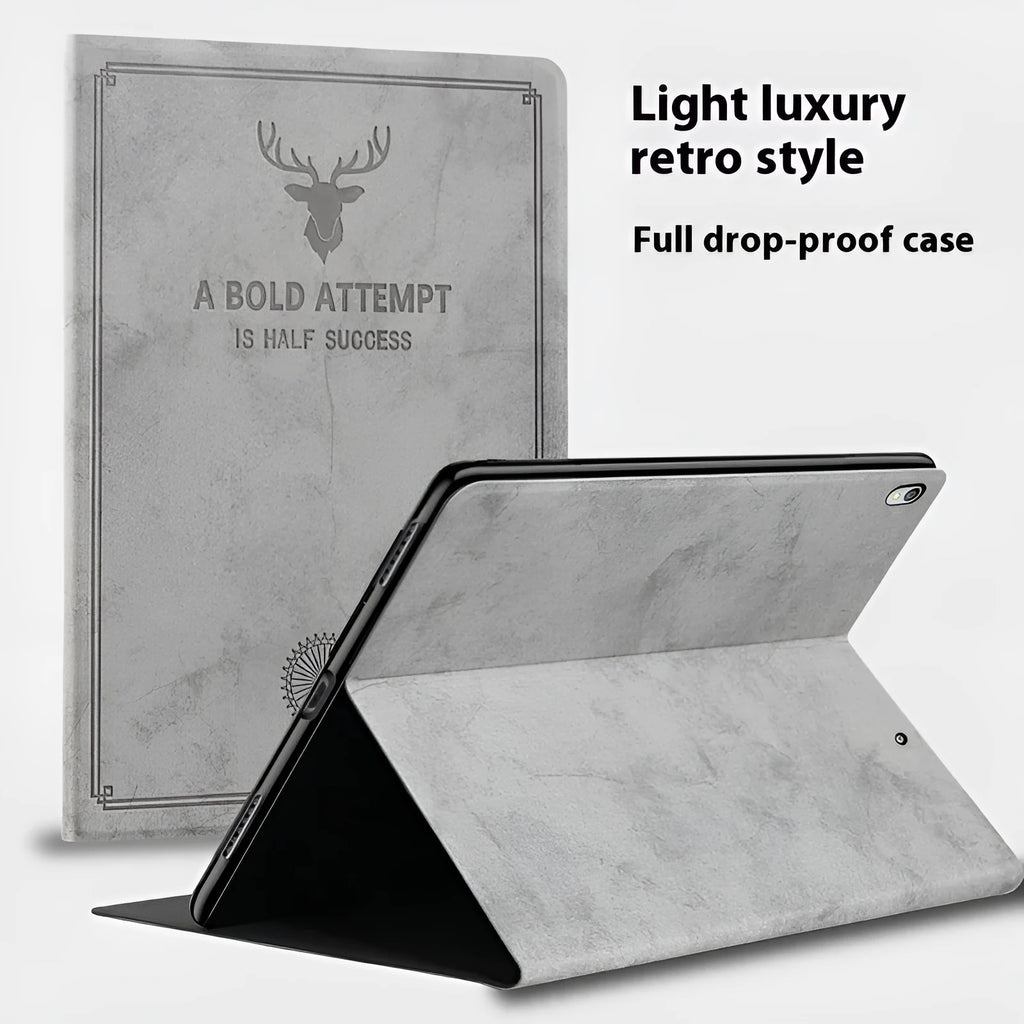 TPU leather clamshell iPad protective case shown in Dark Blue Elk colour for iPad 11-inch and 12.9-inch models.