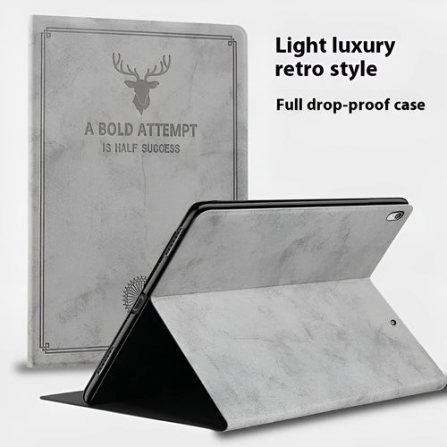 TPU leather clamshell iPad protective case shown in Dark Blue Elk colour for iPad 11-inch and 12.9-inch models.