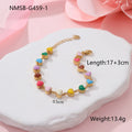 Women's titanium steel bracelet with love heart charm and colourful oil necklace pendant in gold and steel finishes
