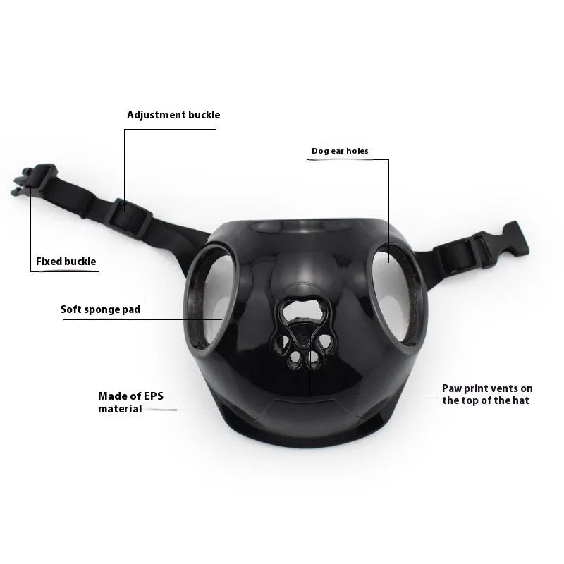 Plastic bicycle safety helmet for small to medium sized dogs in black colour