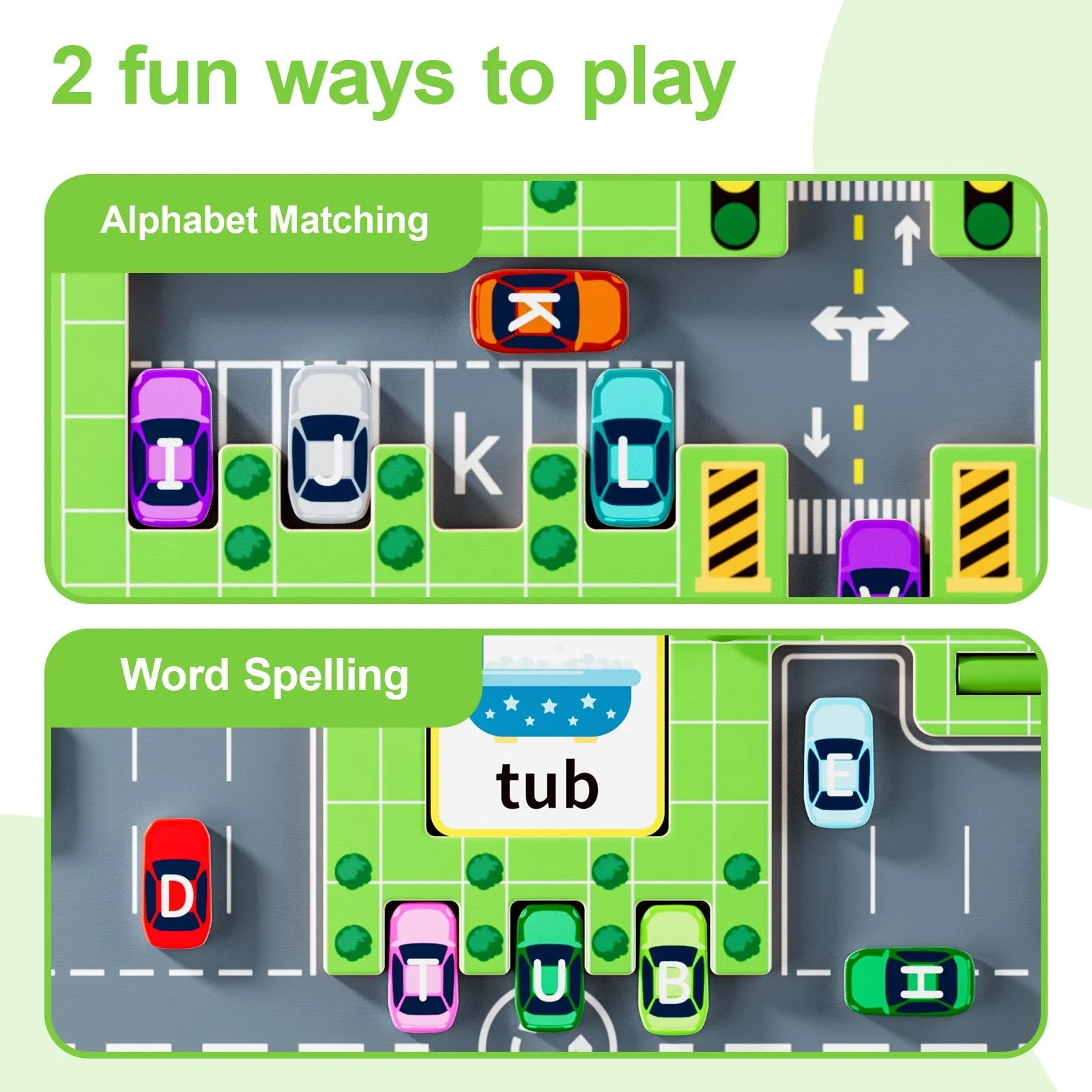 Wooden parking lot magnetic letter pen maze toy for children aged 4-6 years on a white background