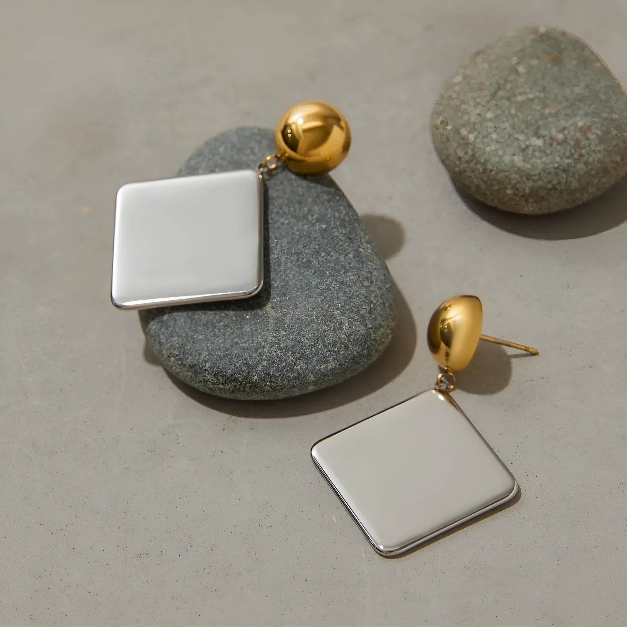 Colour matching geometric vintage stainless steel earrings for women with electroplating finish