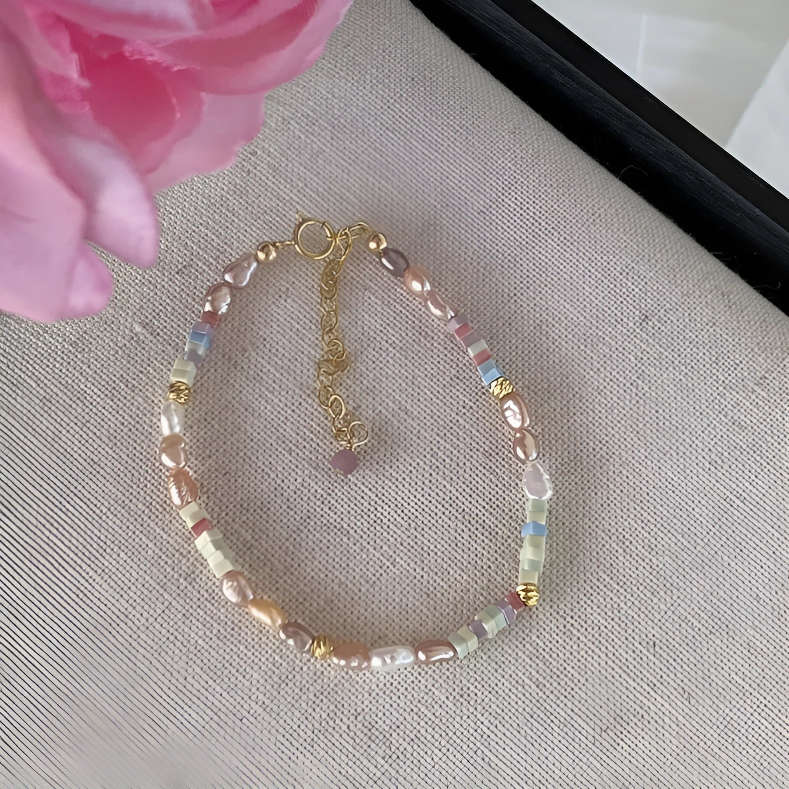 14K gold gilded purple pearl bracelet and necklace set with irregular natural pearls