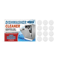 Box containing 12 household dishwasher cleaning tablets on a white background