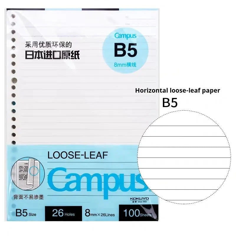 Loose spiral notebook refill with transparent PP cover and raw wood pulp paper in A5 size