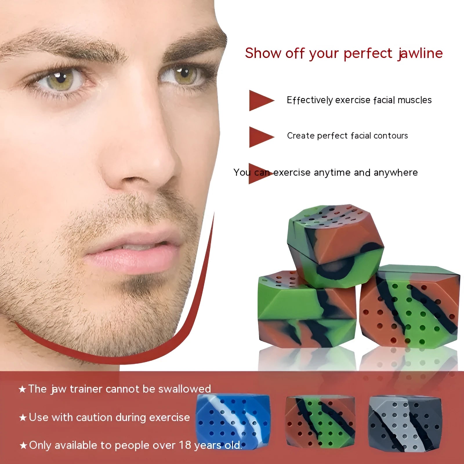Two camouflage silicone facial fitness balls for masseter exercise and jaw tightening