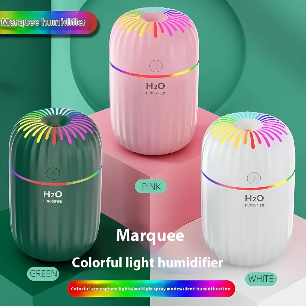 Mini green car-shaped USB aromatherapy humidifier with compact plastic housing on a white background.
