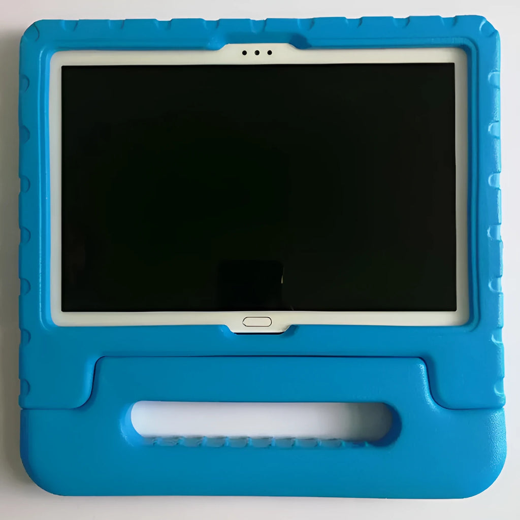 Huawei Enjoy 10.1-inch tablet in a slim EVA foam protective case, shown in blue colour.