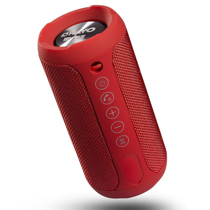 Waterproof portable outdoor speaker in black with Bluetooth, AUX, and TF card playback options