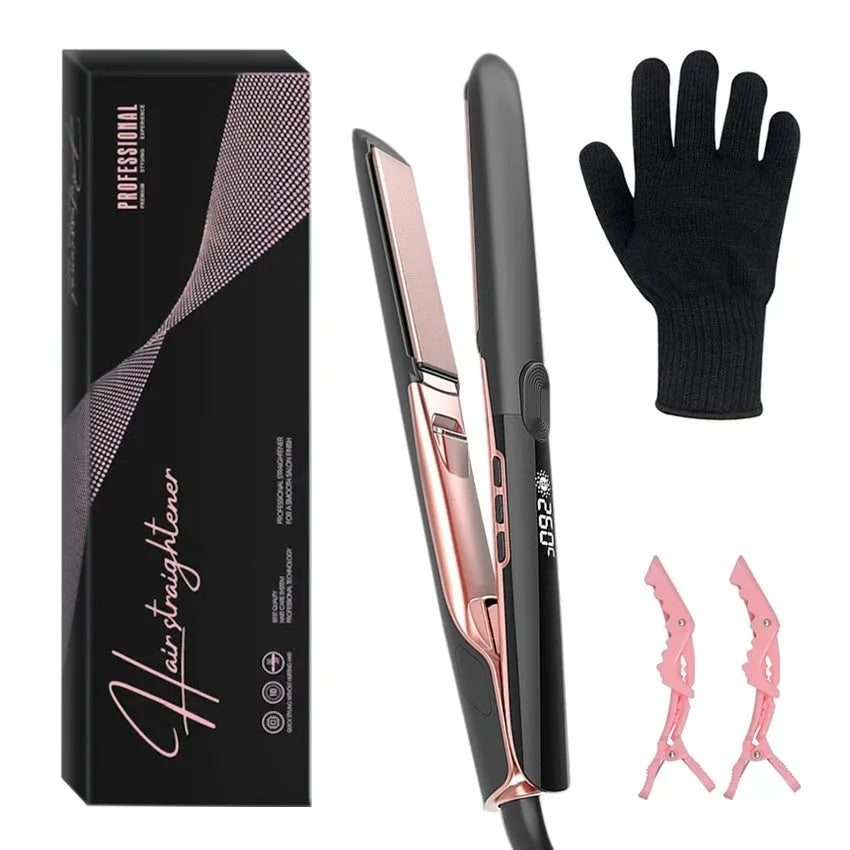 Hair straightener with temperature display showing 207℃ on ceramic anion plates