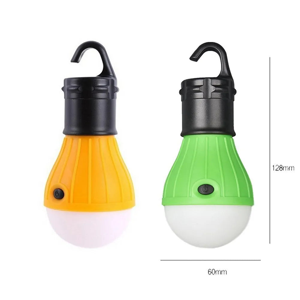 Portable camping light with hanging hook showing 3 LED modes and compact 11cm design
