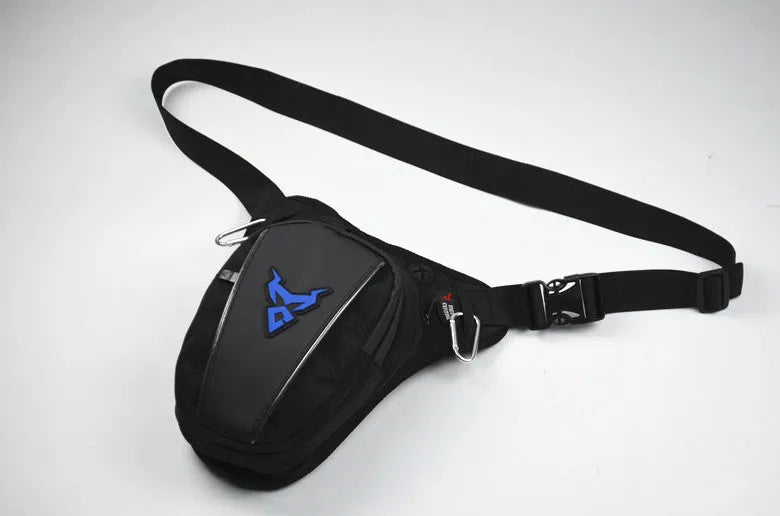 Motorcycle riding leg bag in 1200D Oxford cloth with crossbody shoulder waist attachment