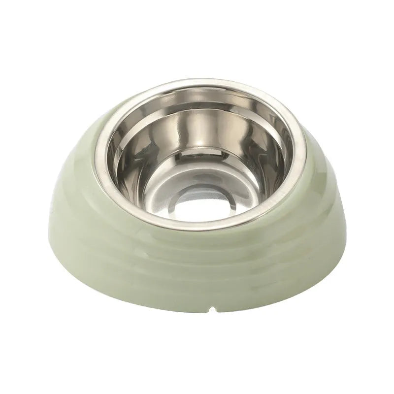 Stainless steel finish cat bowl in beige, brown, or light green colour for pet feeding