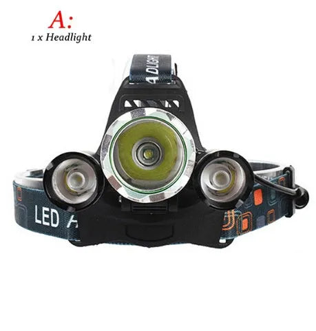 Aluminium alloy rechargeable LED headlamp with adjustable headband and long-range beam