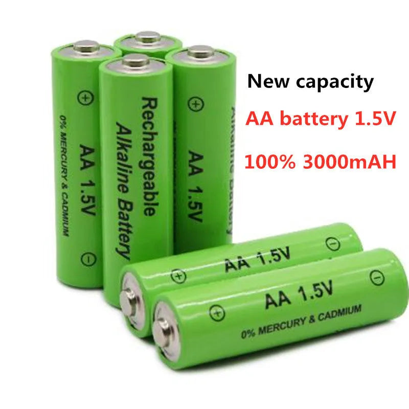 Pack of five industrial grade 3000mAh rechargeable AA batteries 1.5V