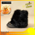 Women's low-top snow boots with artificial plush upper and waterproof platform sole
