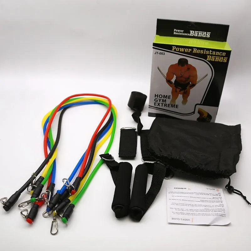Door sports resistance band set with pulling rope in cloth bag and colour box packaging options