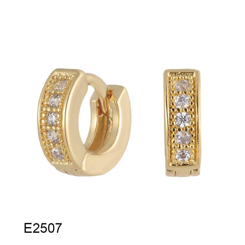 Gold-plated brass heart-shaped ear clip earrings with zircon gang drill elements in affordable luxury style