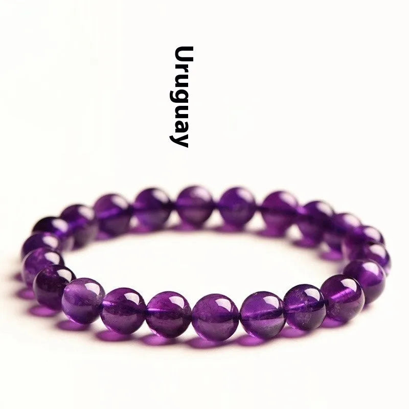 Natural Uruguayan amethyst bracelet with scattered polished beads in multiple size options