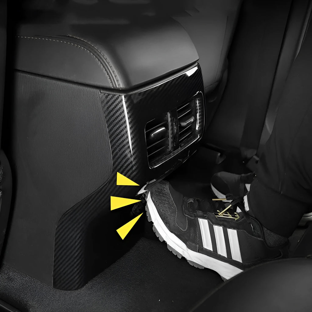 Pair of black ABS plastic steering wheel frame decoration panels for car interior trim.