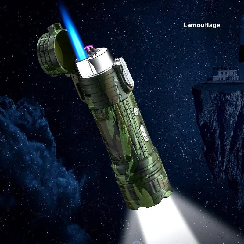 TH727 multifunction waterproof flashlight lighter in metal construction with five colour options