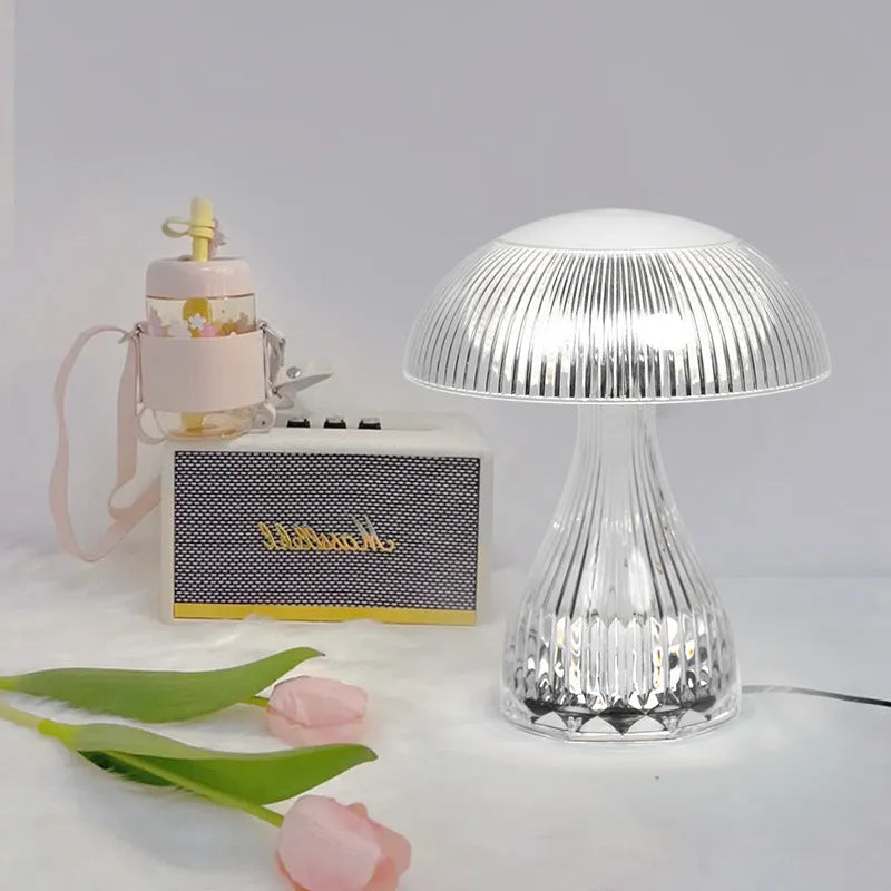 USB rechargeable three-colour changing table lamp with acrylic body