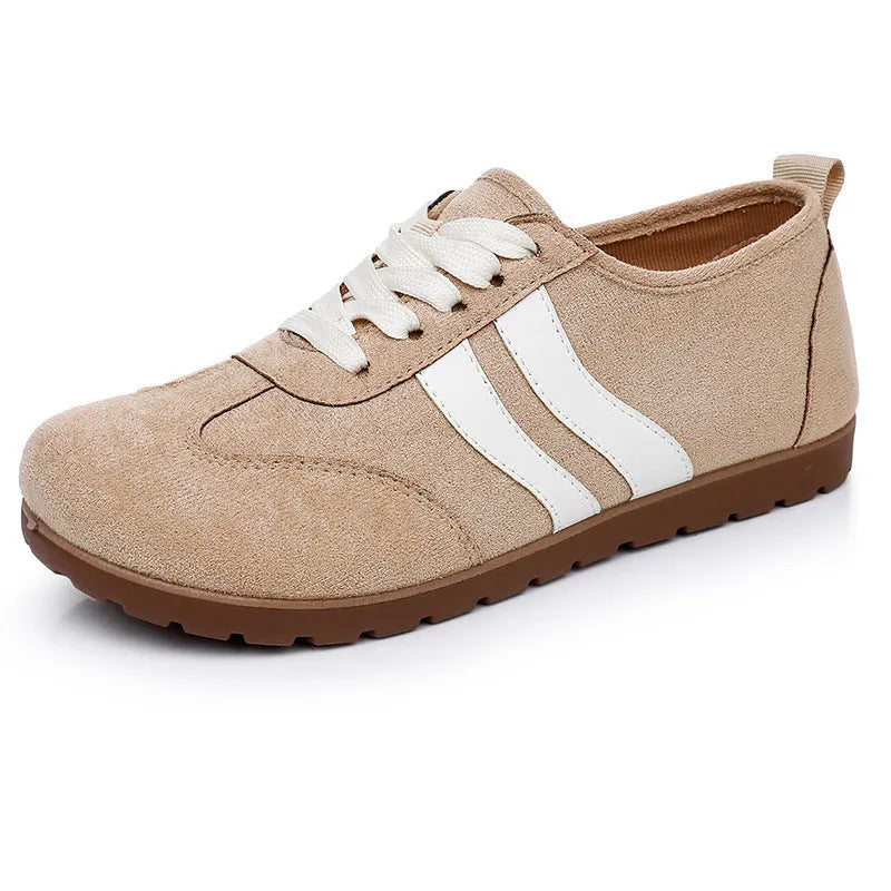 Women's vintage canvas sneakers with round toe and soft rubber sole in dark red colour