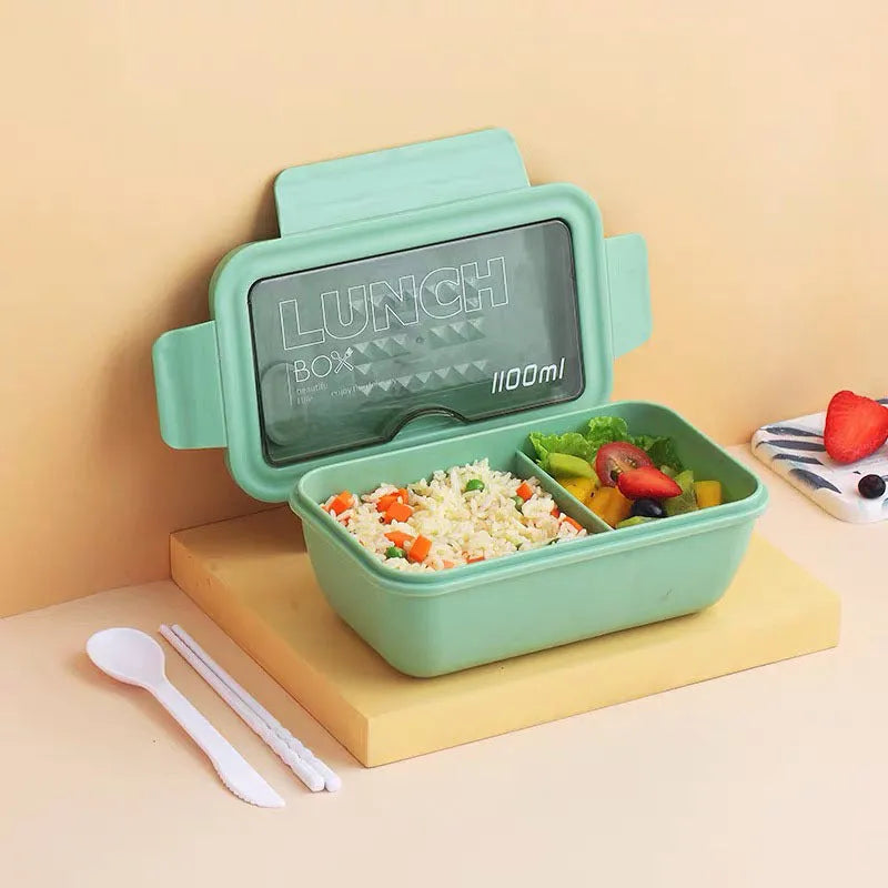 Four-layer plastic bento box in Nordic style design with green colour option