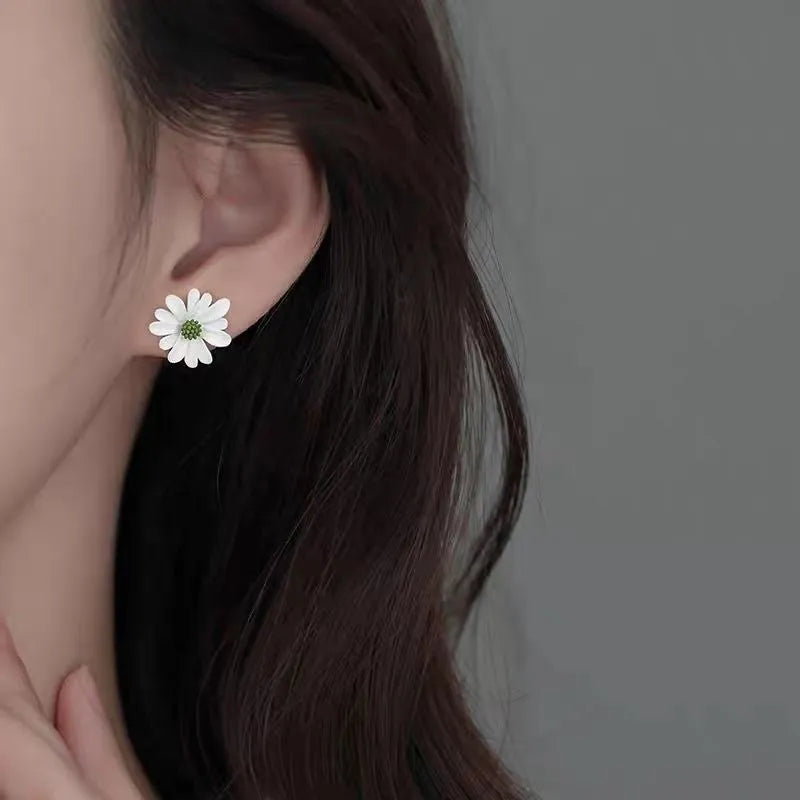 Summer flower stud earrings in alloy with colourful two-tone designs