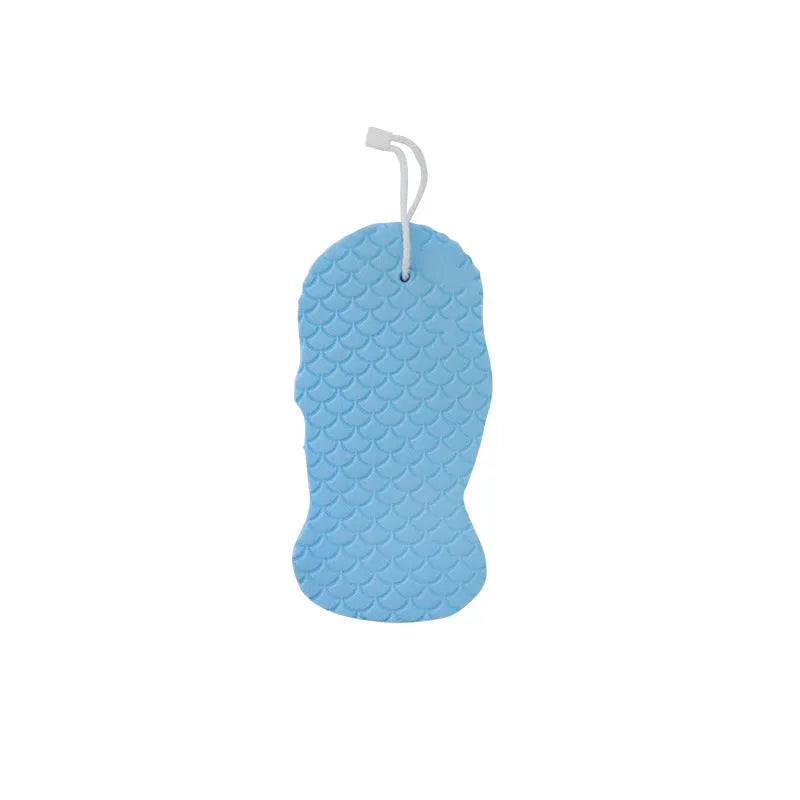 3D fish scale pattern bath sponge ball in white, grey, pink, or light blue colour.