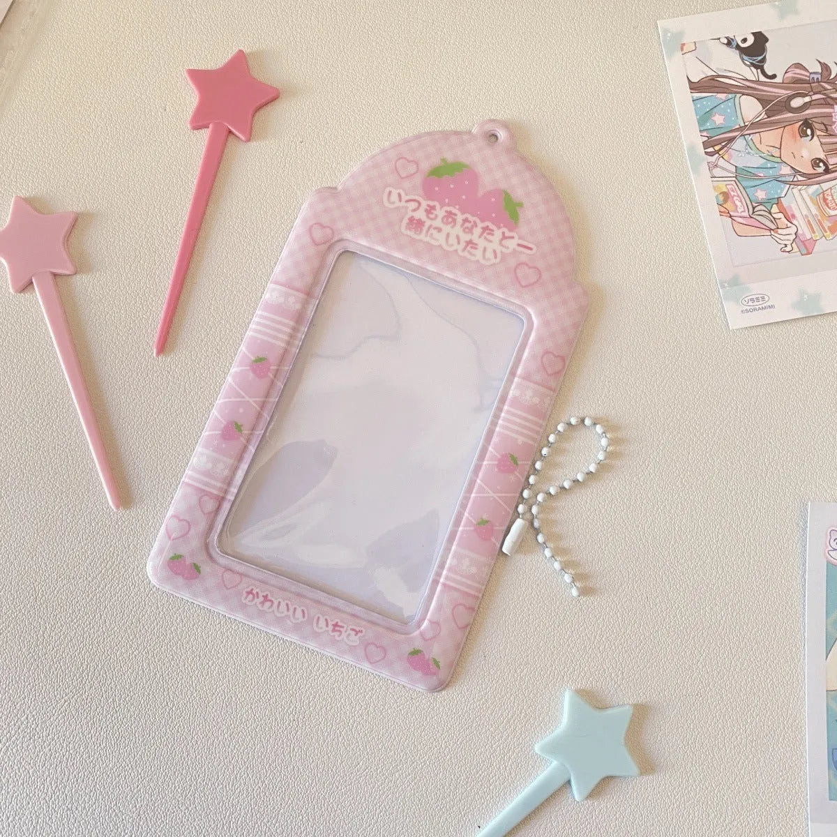 PVC cartoon meal card holder display pendant for 3-inch ID cards