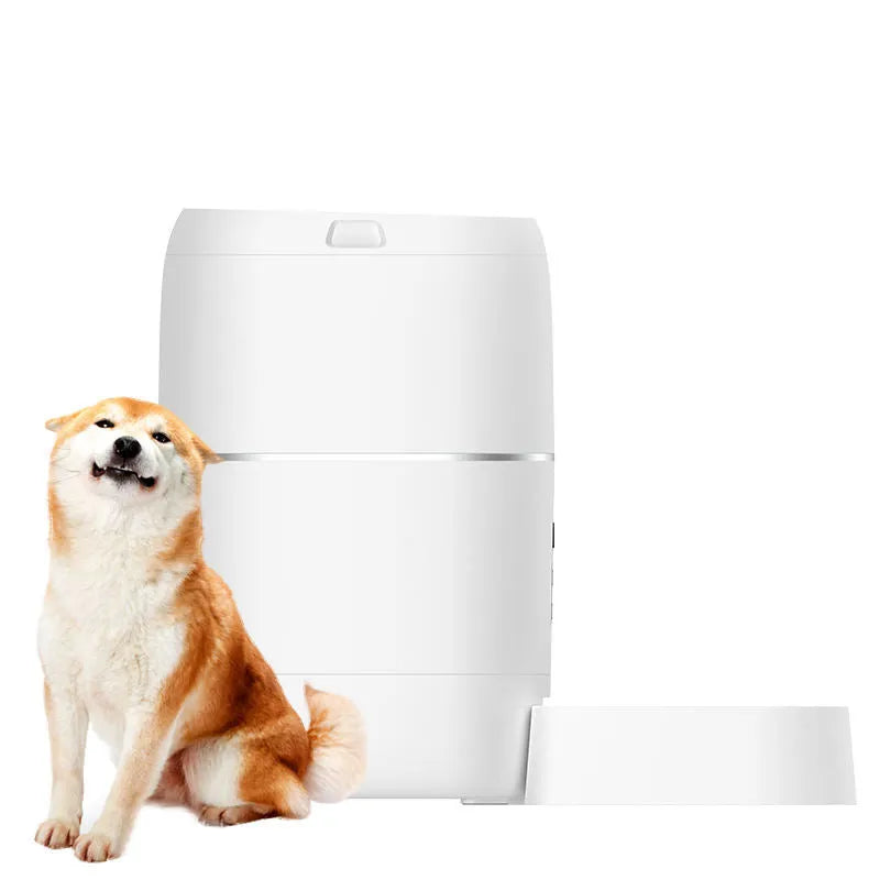 Smart Pet Automatic Feeder Water Feeder in white ABS plastic with compact design