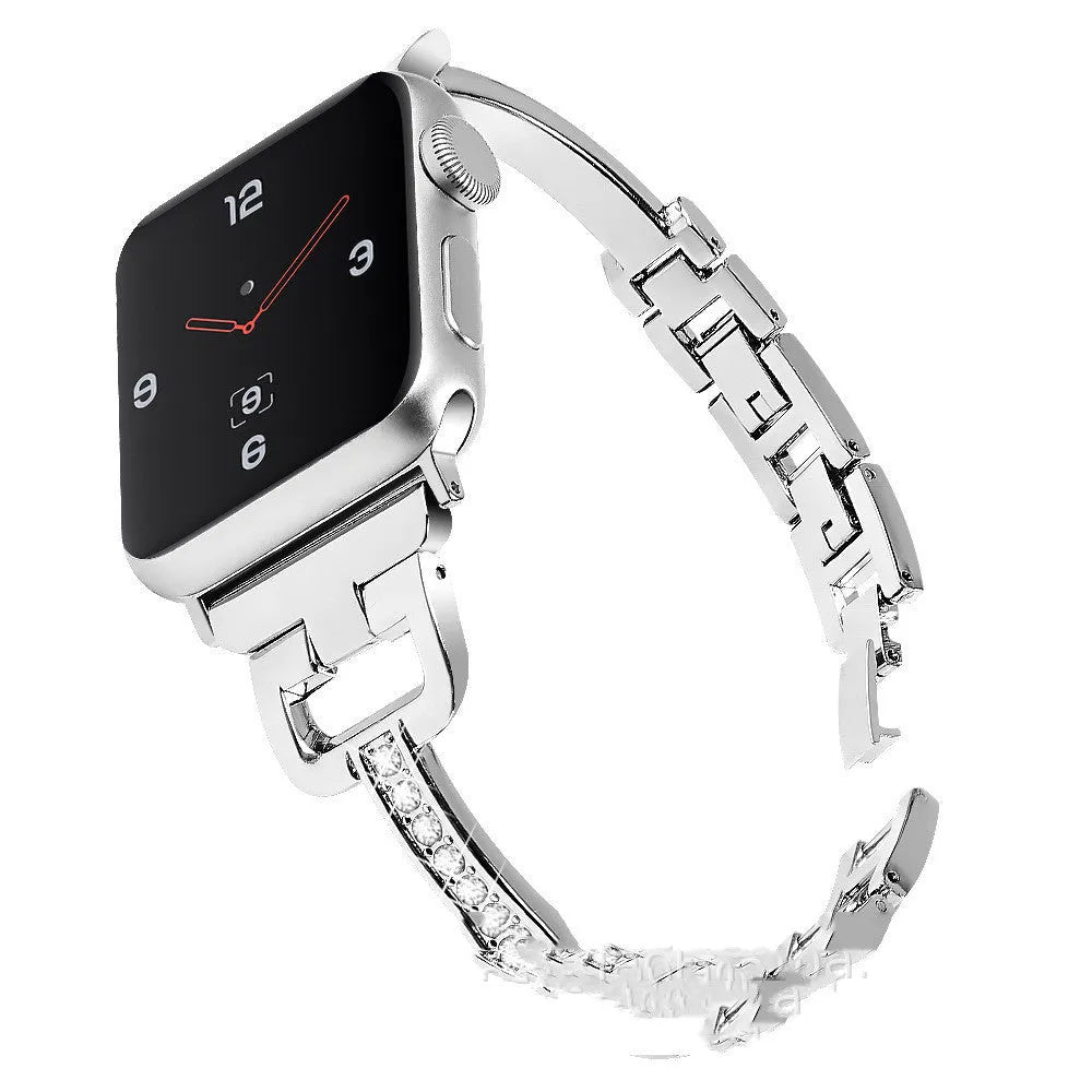 D-shaped metal diamond smart watch strap for Apple Watch in multiple colours