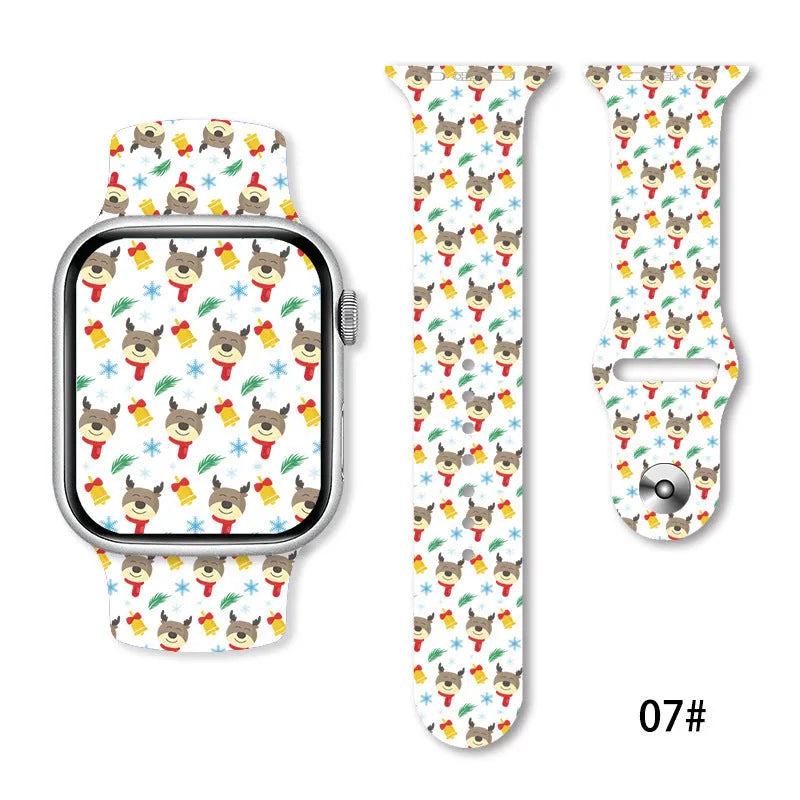 Christmas silicone watch strap in solid colour style 01, fitting 38-49mm watch cases with push-pin fitting