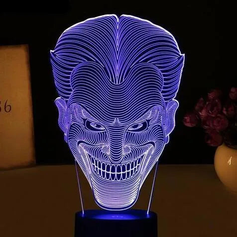 USB-powered 3D LED lamp displaying a colourful gradient, with remote control and base unit.