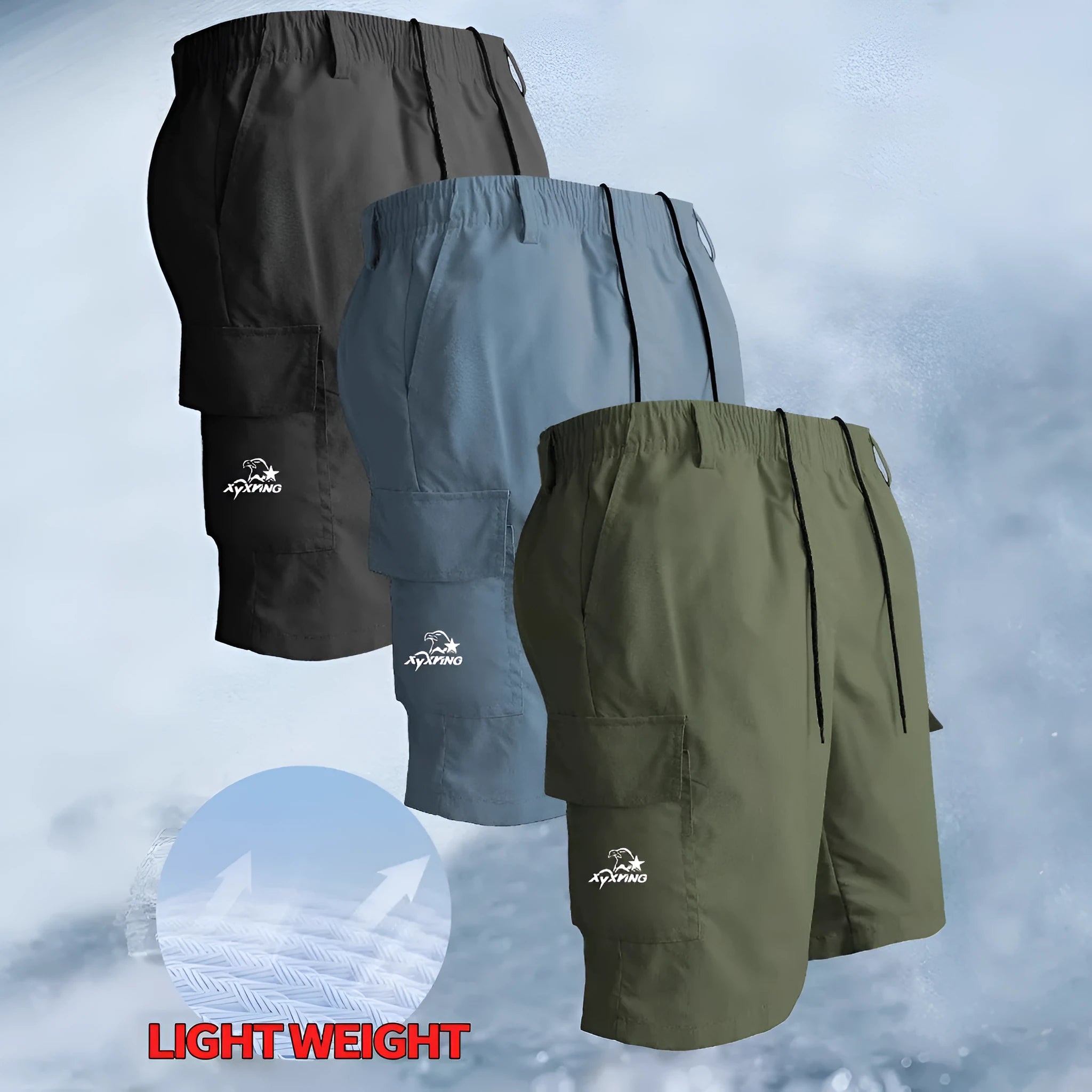 Loose straight-leg casual sports shorts in black, shown in an American-style relaxed fit.