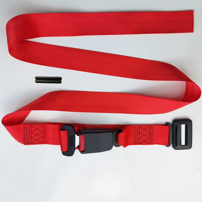 Pregnancy seat belt support in black, beige, and red colour options with wrap-around design
